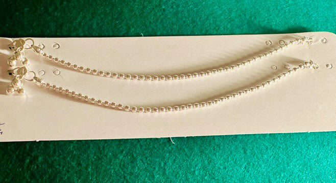 Round Plain Beads Silver Anklets Kids 1-5 yrs, Pure Silver (Pair) 17.11g