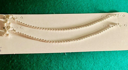 Round Plain Beads Silver Anklets Kids 1-5 yrs, Pure Silver (Pair) 17.11g