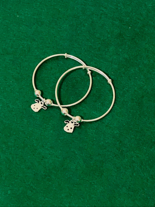 Dog Kids Bangles 1-5 yrs, Sterling Silver (Pair) 11.66g